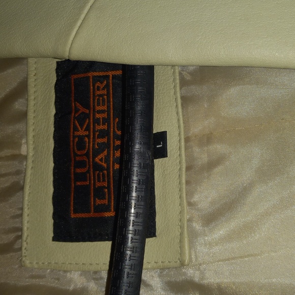 Tan Cream Men's Leather Jacket Size Large NWOT - Picture 4 of 6